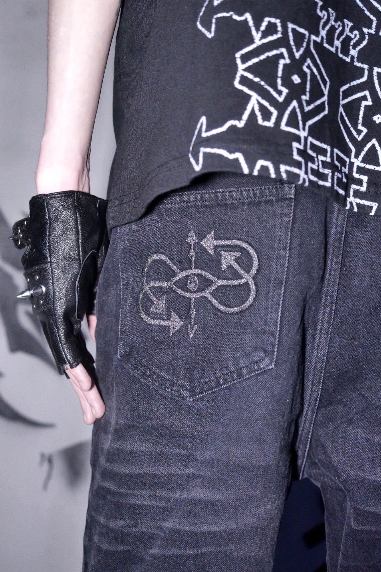 PHANTOMHUNTER Distressed Paneled Ripped Flared Jeans-Pants-S-Free Shipping Leatheretro
