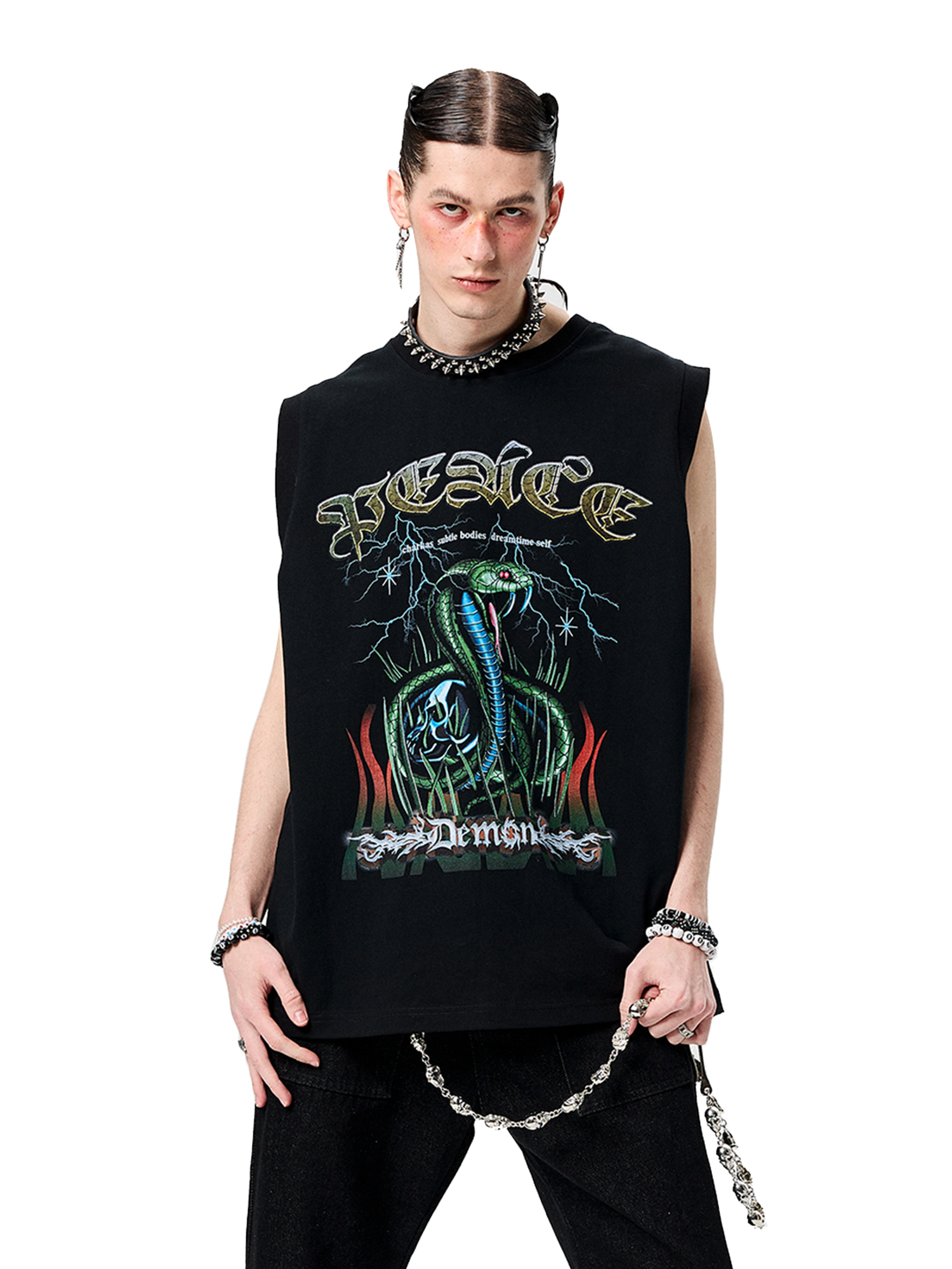 ERISSTOFF Sepultura Cobra Graphic Oversized Tank Top-Tank Top-S-Free Shipping Leatheretro