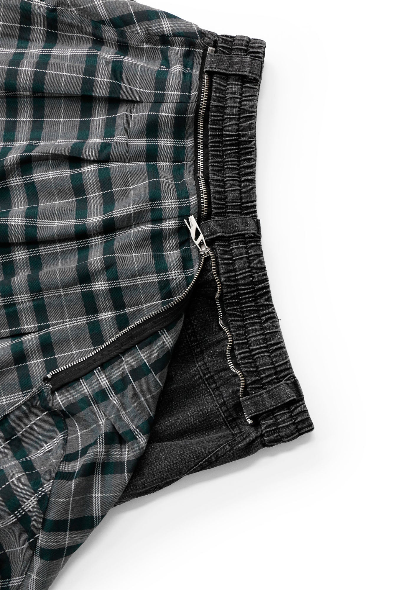 RELABEL Detachable Plaid Drape Oversized Denim Shorts-Shorts-XS-Free Shipping Leatheretro