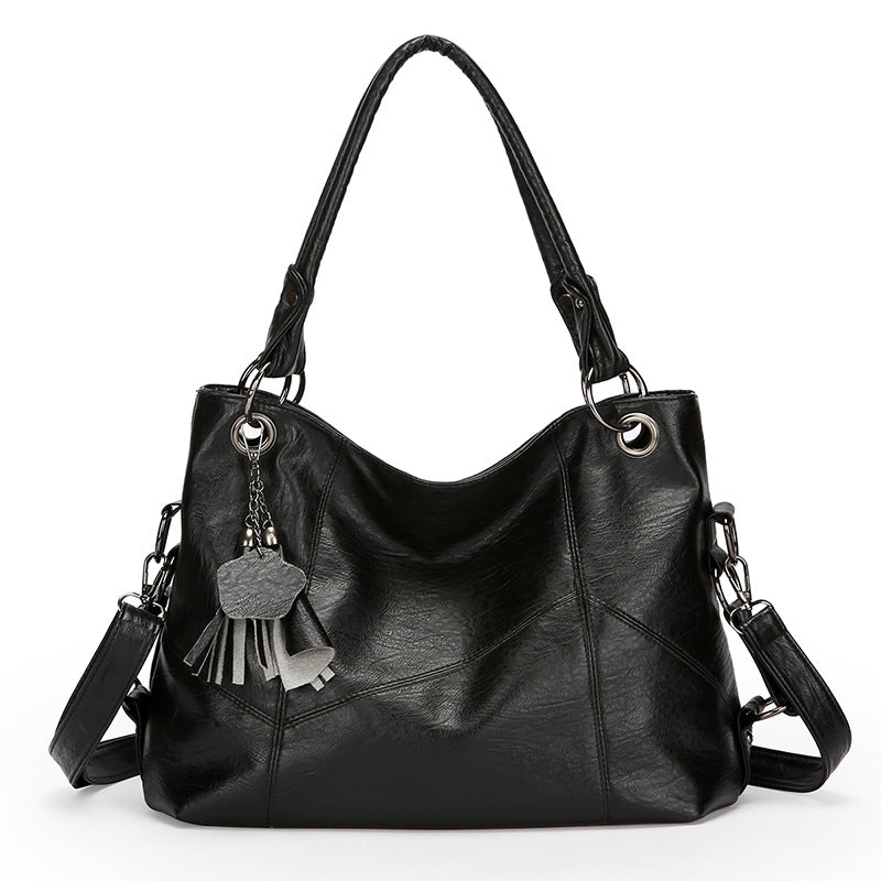 Large Capacity Soft Leather Stitching Handbag - American Retro Square Bag-Handbags-Black-Free Shipping Leatheretro