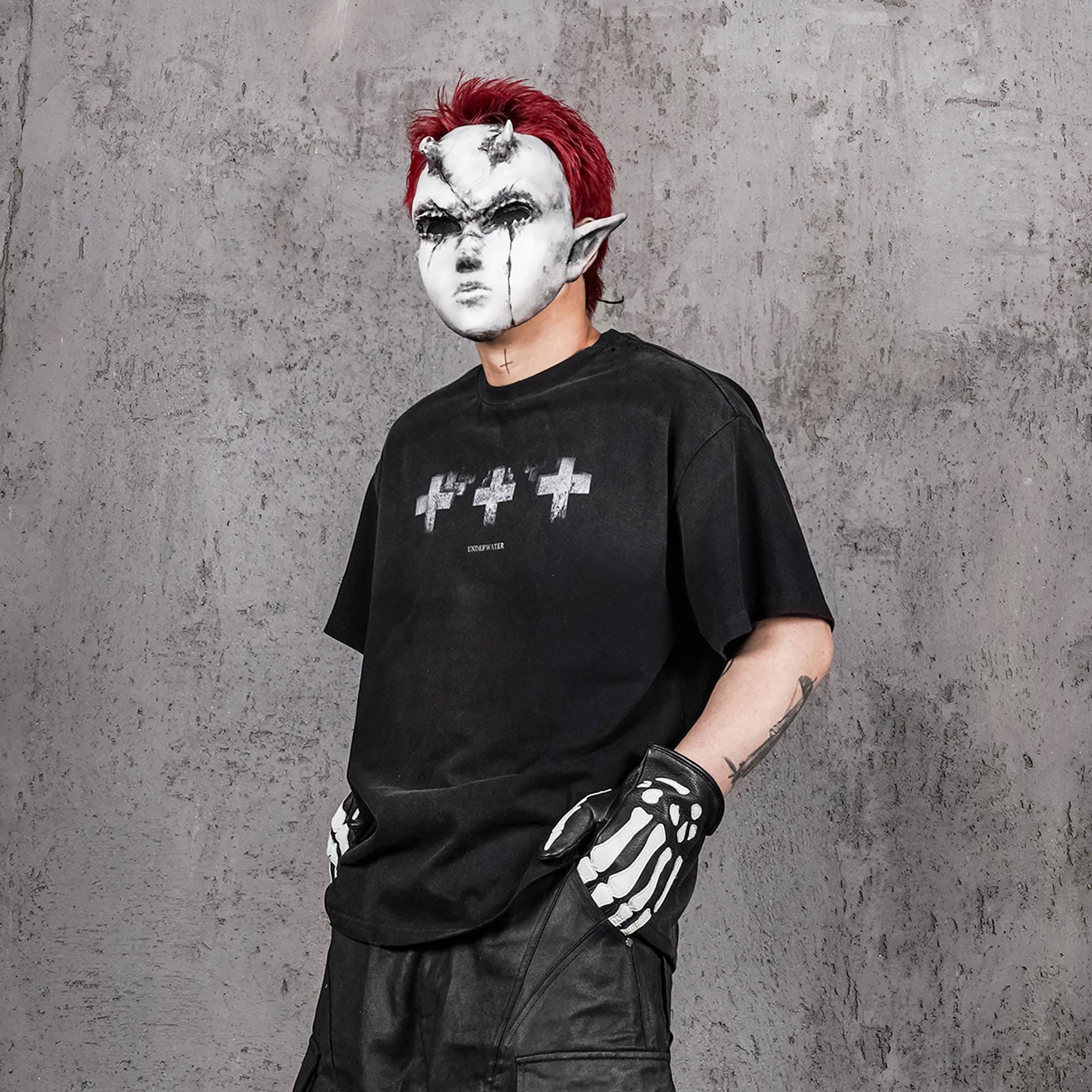 UNDERWATER Distressed Cross Tomb T-Shirt-T Shirt-S-Free Shipping Leatheretro