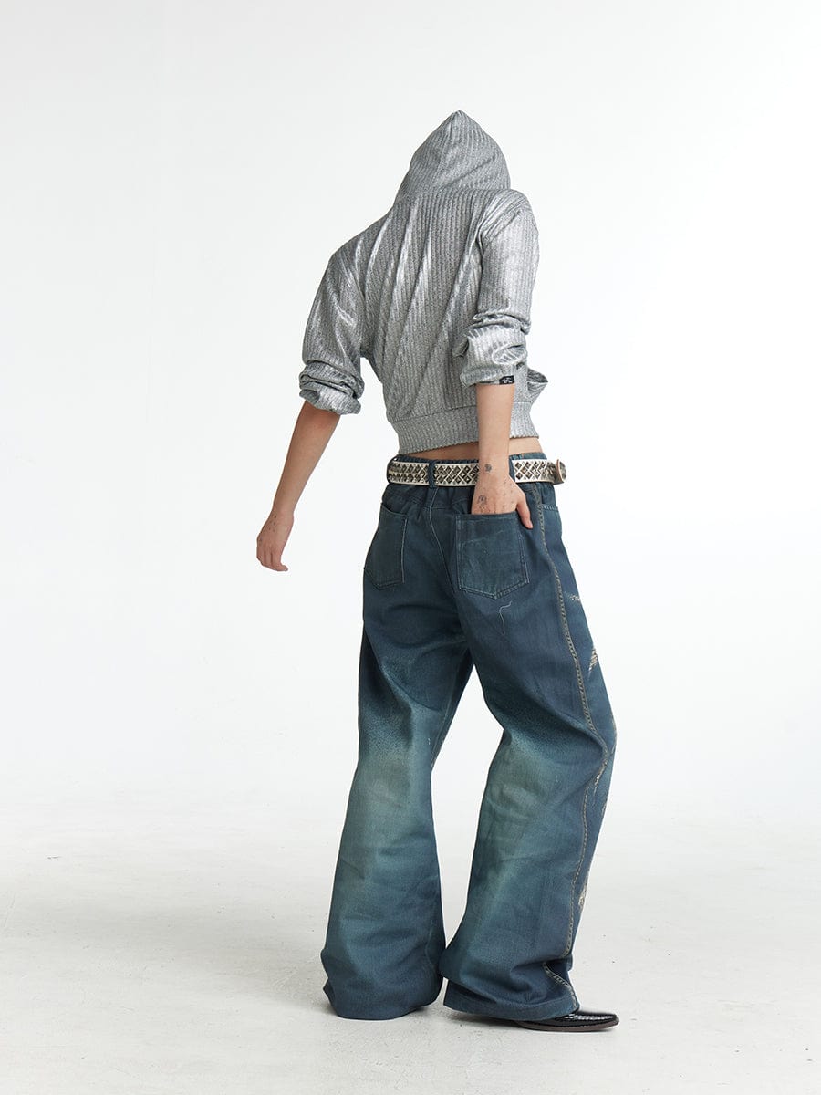 DND4DES×Faychui Leopard Wings Embroidered Wide-Leg Jeans-Jeans-S-Free Shipping Leatheretro