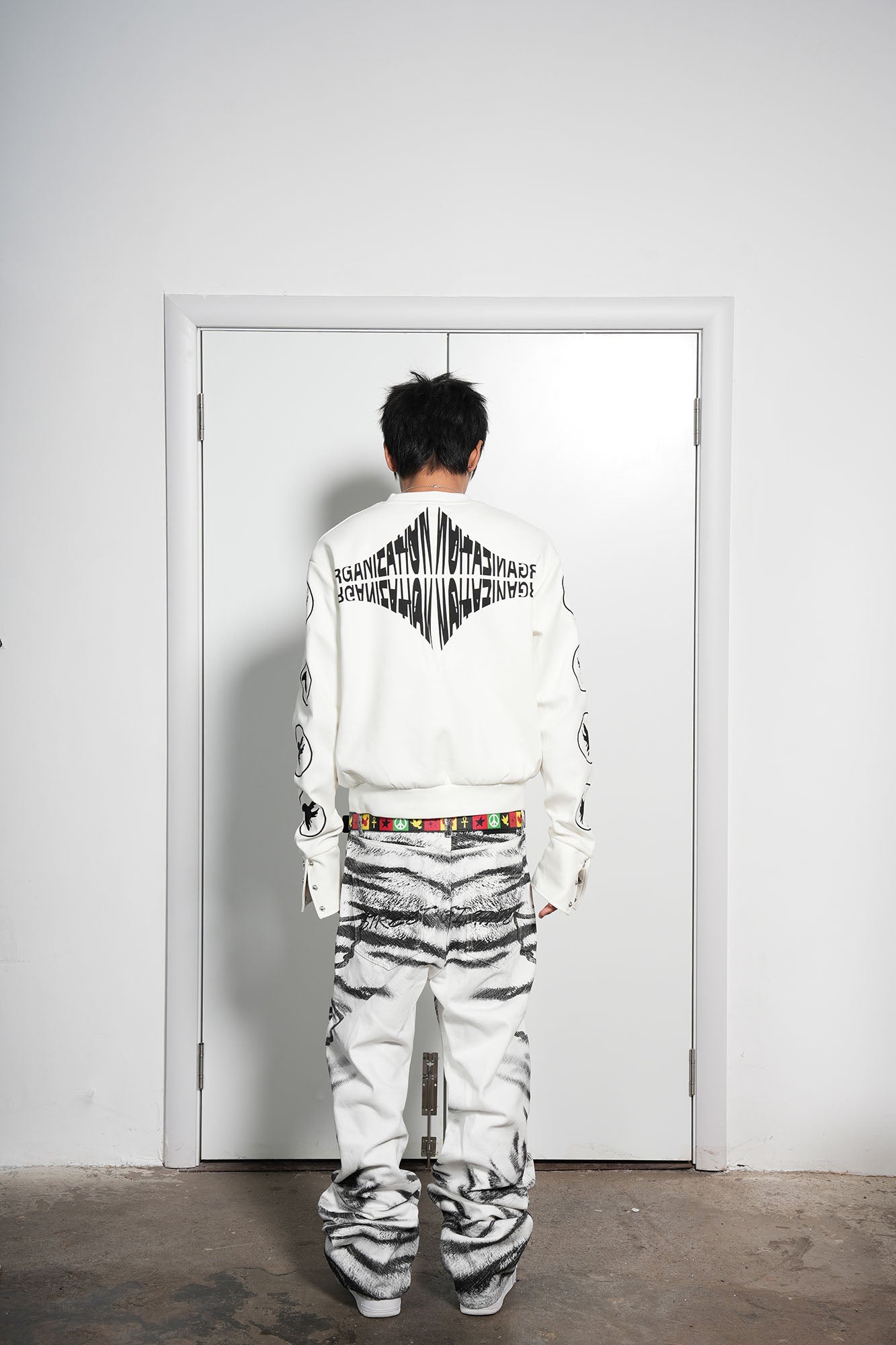 VINKID Tiger Camo Peace Dove Straight-Leg Pants-Pants-S-Free Shipping Leatheretro