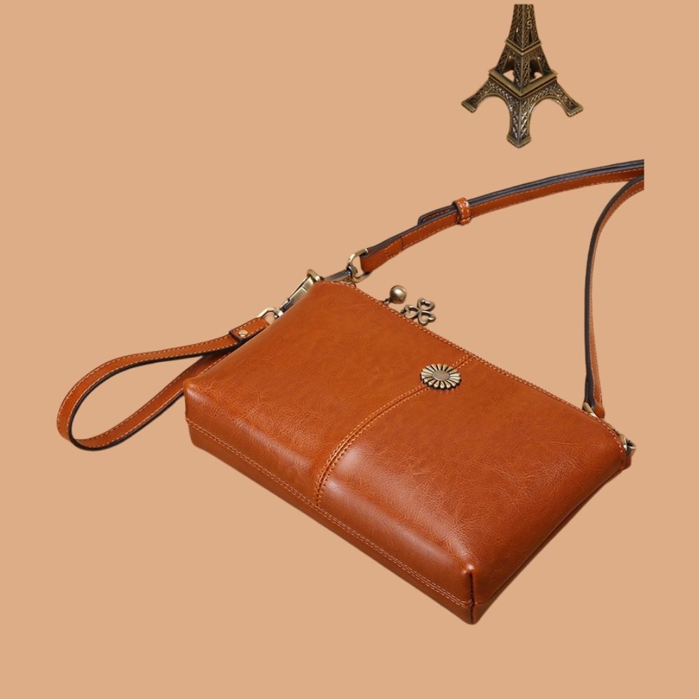 Genuine Leather Women's Clutch Messenger Bag-Clutch-Brown-Free Shipping Leatheretro