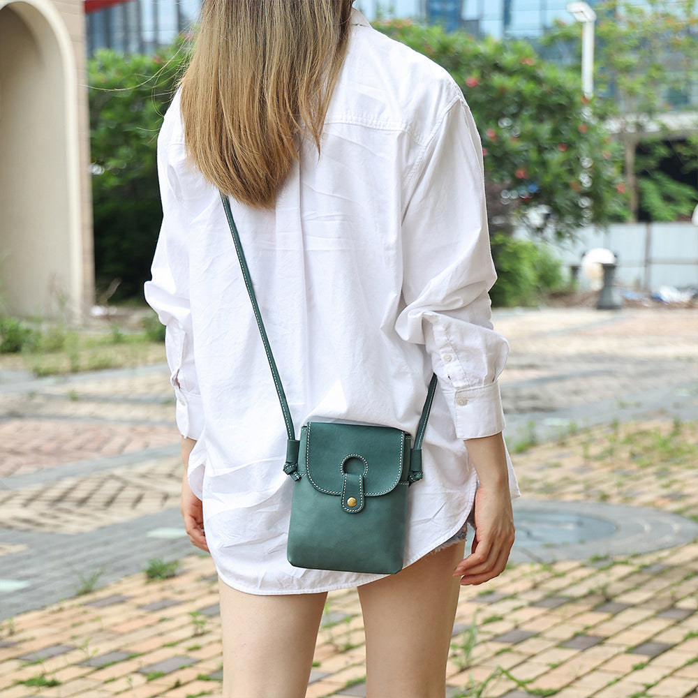 Women Trendy Leather Mini Crossbody Bag - Minimalist Phone Satchel Bags-Crossbody Bag-Blue-Free Shipping Leatheretro