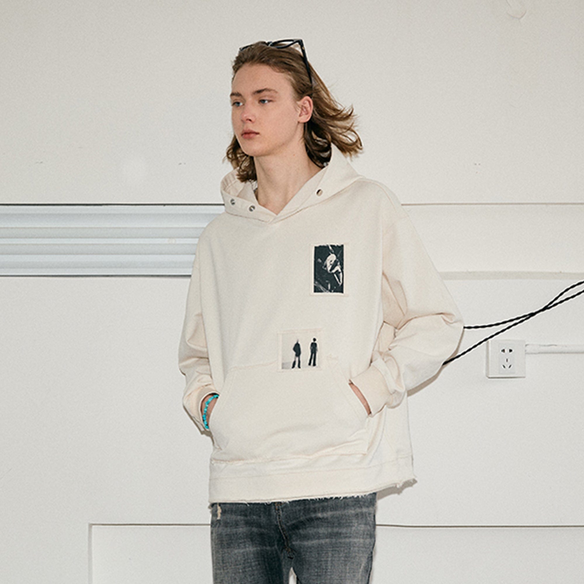 KREATE Abstract Graphics Patchwork Hoodie-Hoodie-S-White£¨Special Fabrics Have Particles)-Free Shipping Leatheretro