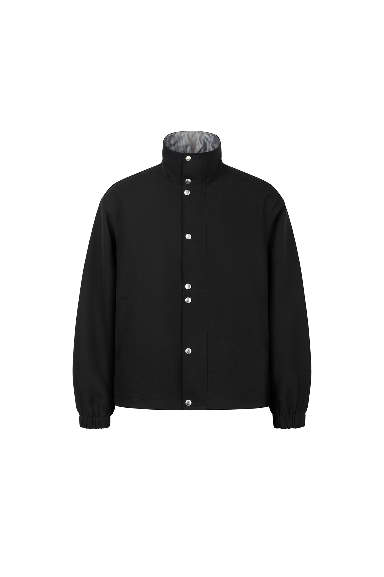 OKAYTHXBYE Glossy Houndstooth-Lined Stand Collar Jacket-Jacket-S-Free Shipping Leatheretro