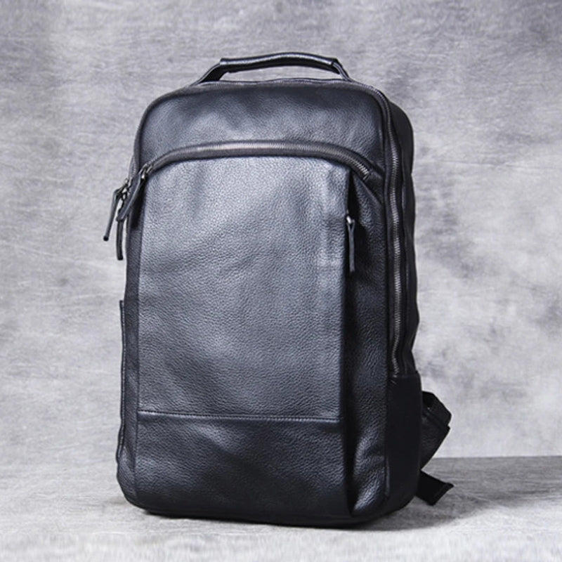 Vintage Crazy Horse Leather Men Backpack - Professional Daily Men’s Business Bag-Backpacks-Black-Free Shipping Leatheretro