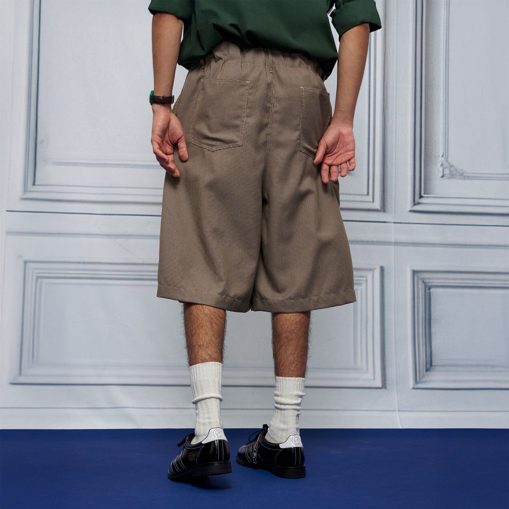 UNLIMITED MOTE Pleated Wide-Leg Drawstring Shorts Houndstooth-Shorts-S-Free Shipping Leatheretro