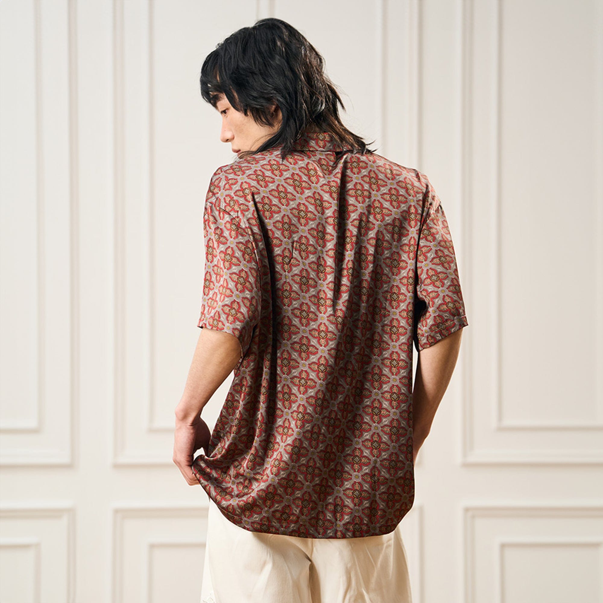 EPIC POETRY Medieval Tile Cuban Half Shirt-Half shirt-S-Free Shipping Leatheretro