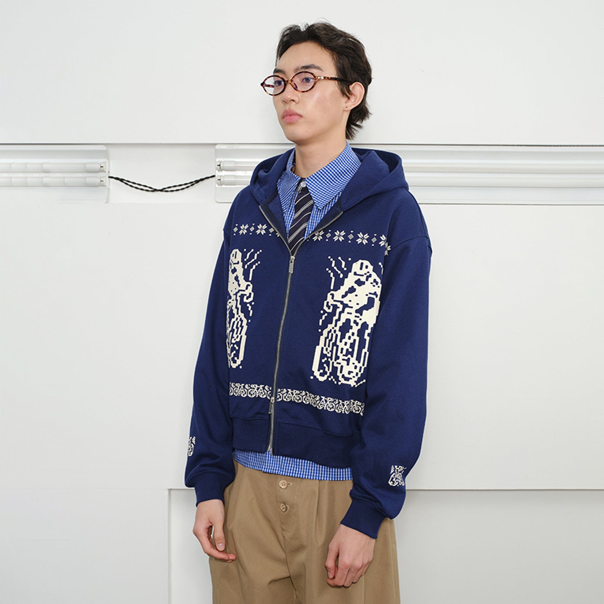 KREATE Bicycle Knitted Zip-Up Jacket-Jacket-S-Beige-Free Shipping Leatheretro