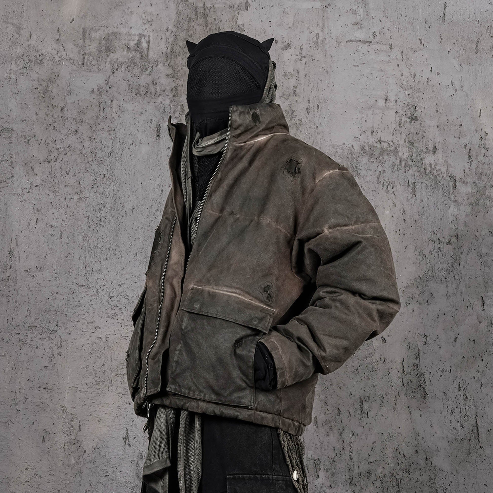 UNDERWATER Distressed Wanderer Patchwork Padded Jacket-Jacket-S-Free Shipping Leatheretro