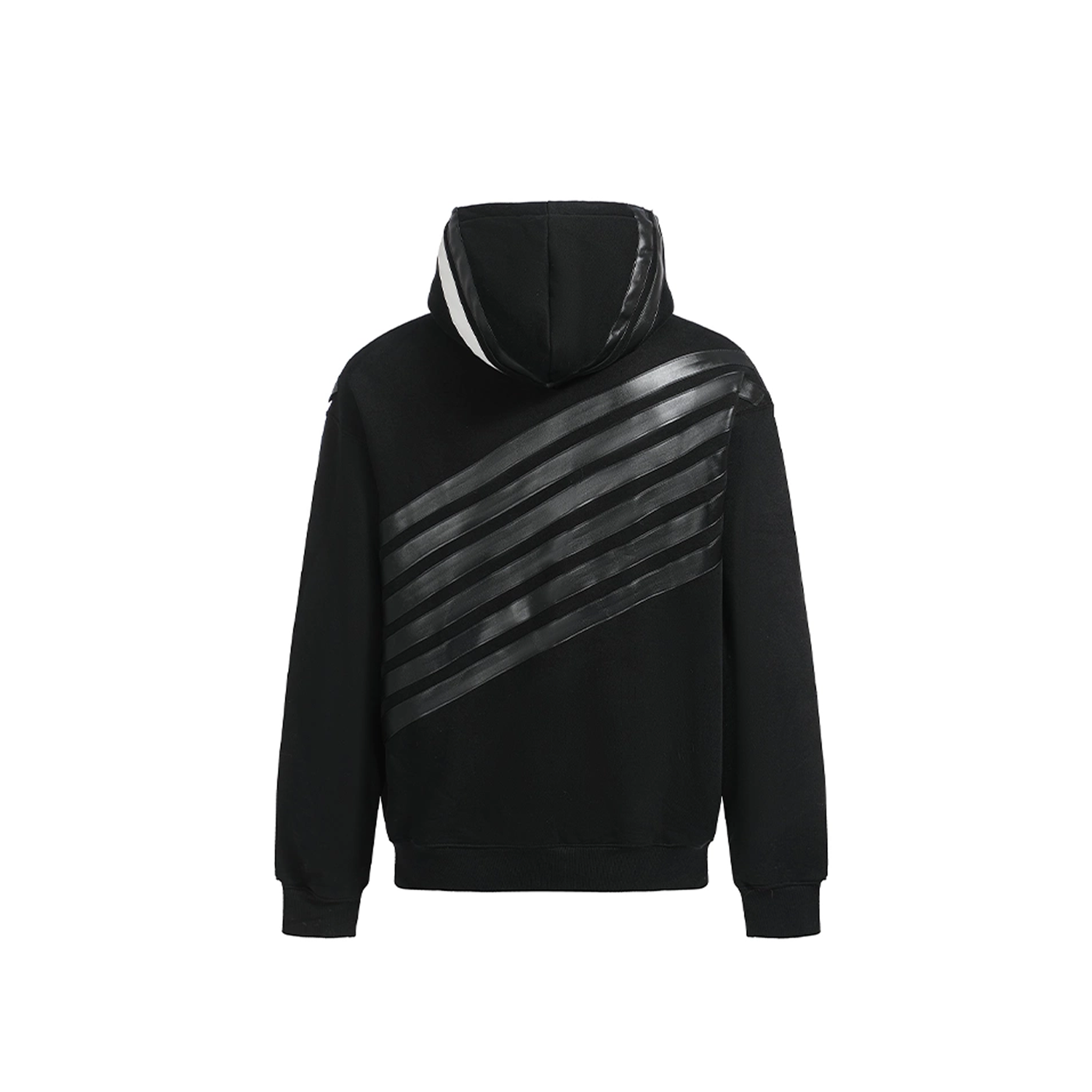 NOTHINGNESS WORLD Four-Stripe Zip-Up Hoodie-Jacket-S-Black-Free Shipping Leatheretro