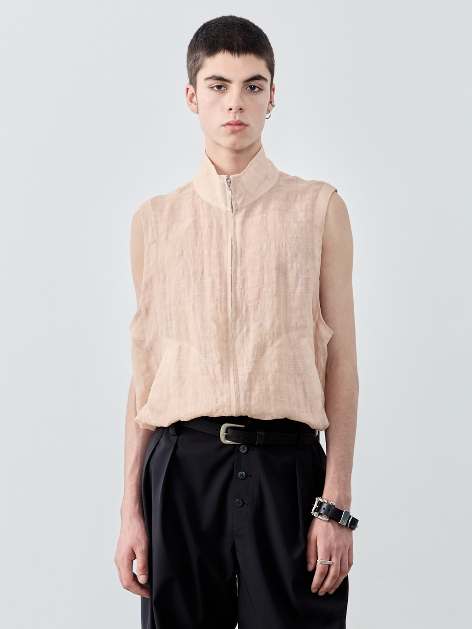 GRAINMUSTARD Linen-Cotton Plaid Vest-Vest-XS-Green-Free Shipping Leatheretro