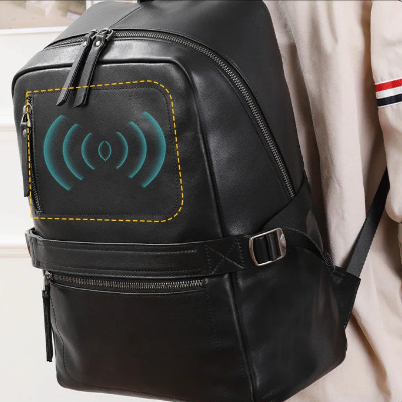 Men’s Business Commute Backpack – Modern Travel Tech Device Bag-Backpacks-Black-Free Shipping Leatheretro