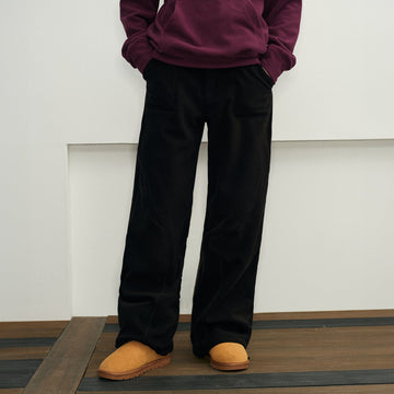 KREATE Curved Seam Thermal Wide-Leg Pants-Pants-S-Black-Free Shipping Leatheretro