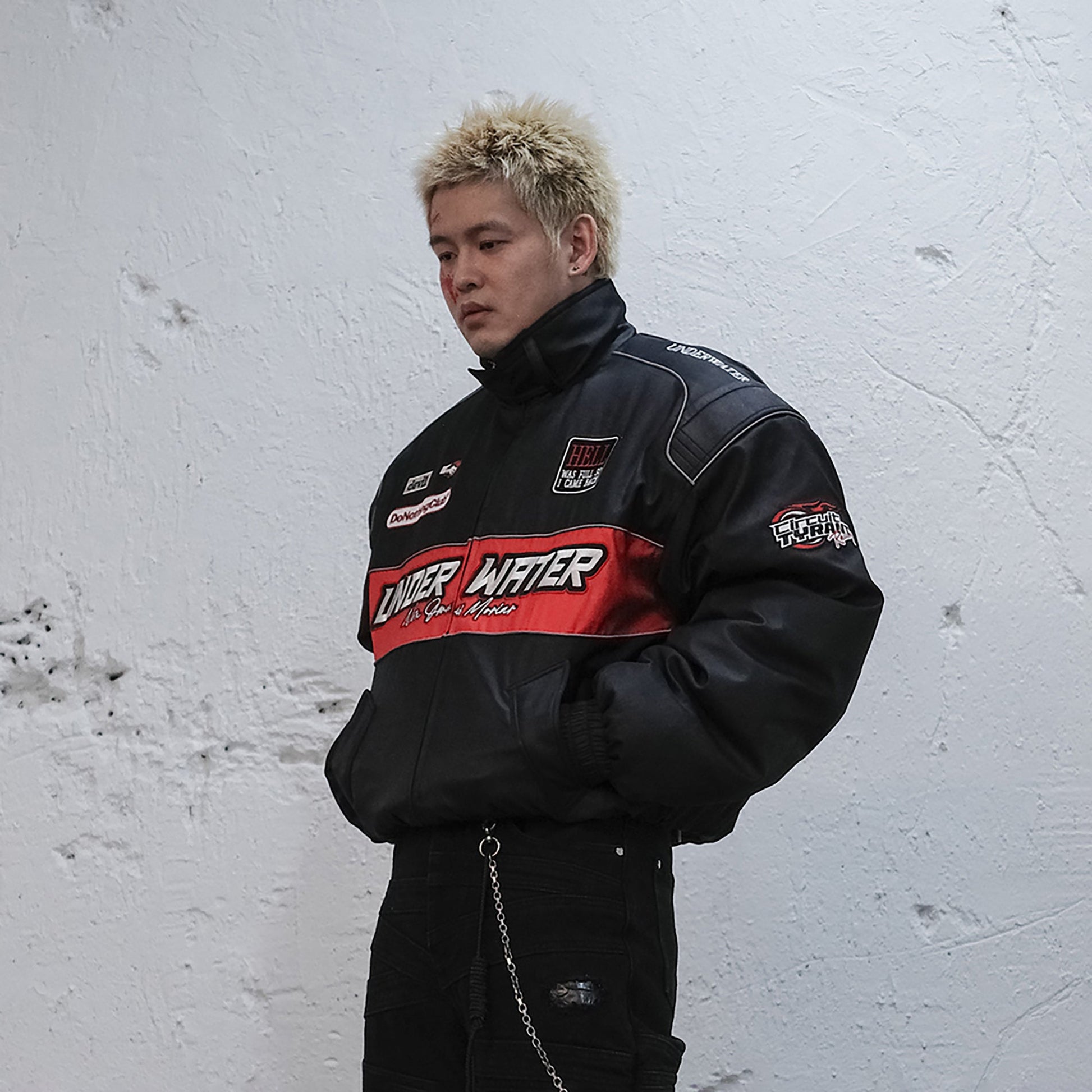 UNDERWATER Hell Racer Embroidered Padded Bomber-Jacket-S (Preorder)-Free Shipping Leatheretro