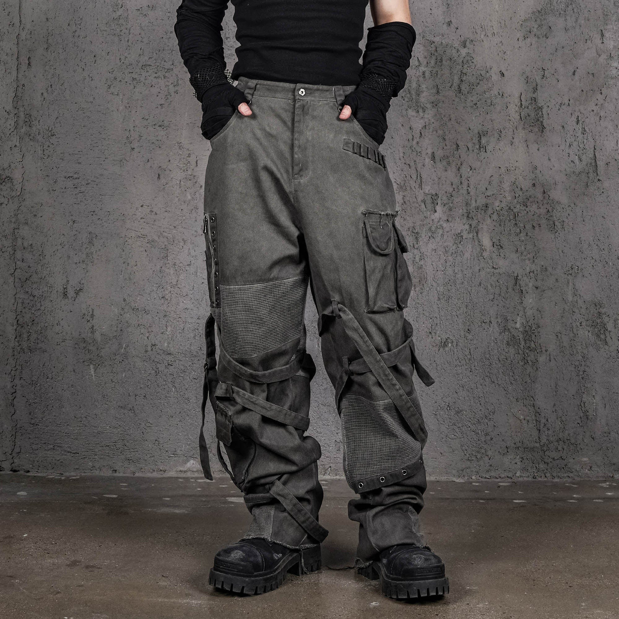 UNDERWATER Scavenger Heavyduty Multi-Pockets Striped Cargo-Pants-S-Free Shipping Leatheretro