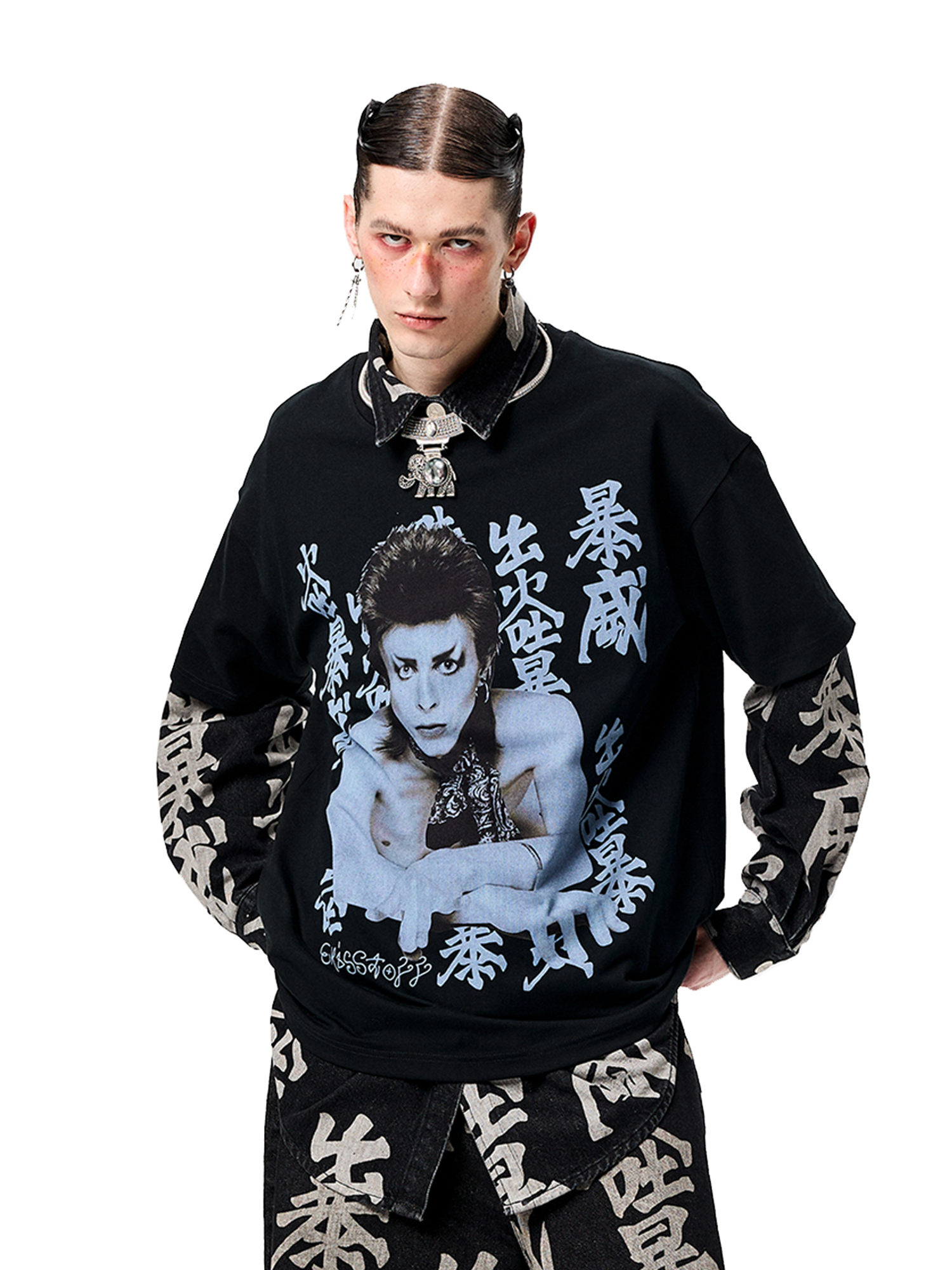 ERISSTOFF Retro David Bowie Portrait Graphic Oversized T-Shirt-T Shirt-S-Free Shipping Leatheretro