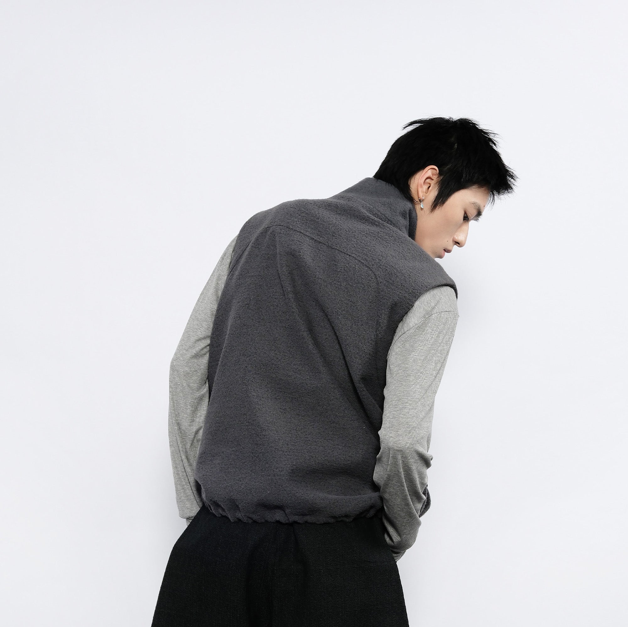 7440 37 1 Asym Placket Drawstring Hem Padded Vest-Vest-S (Preorder)-Free Shipping Leatheretro