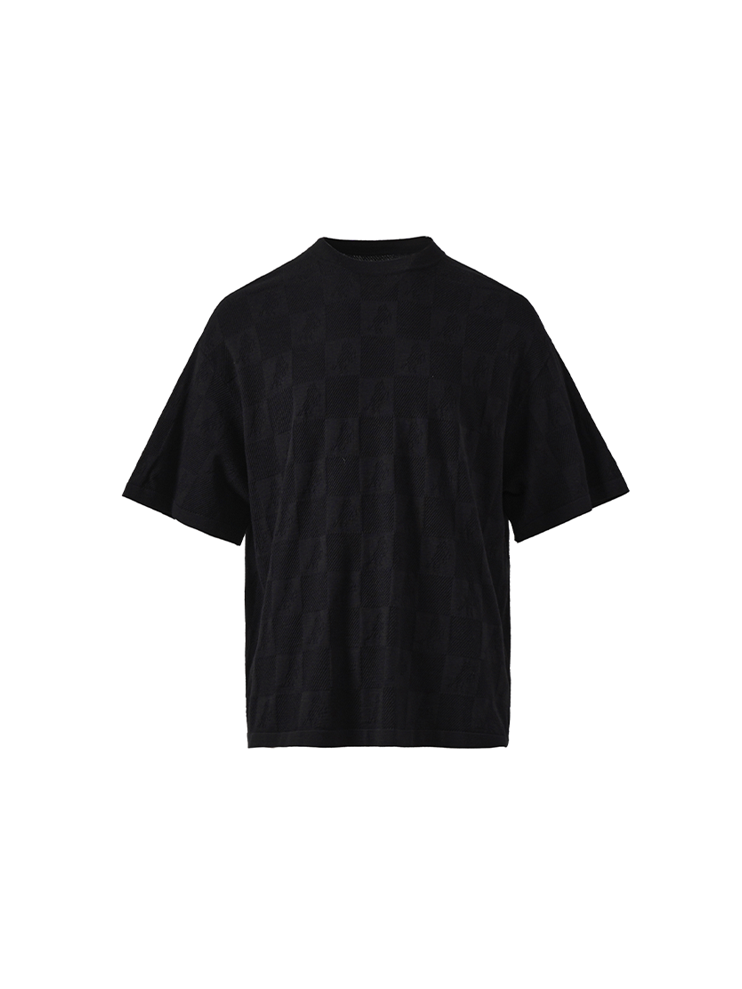 PMW Checkerboard Horse Jacquard Knitted T Shirt-T Shirt-S-Gray-Free Shipping Leatheretro