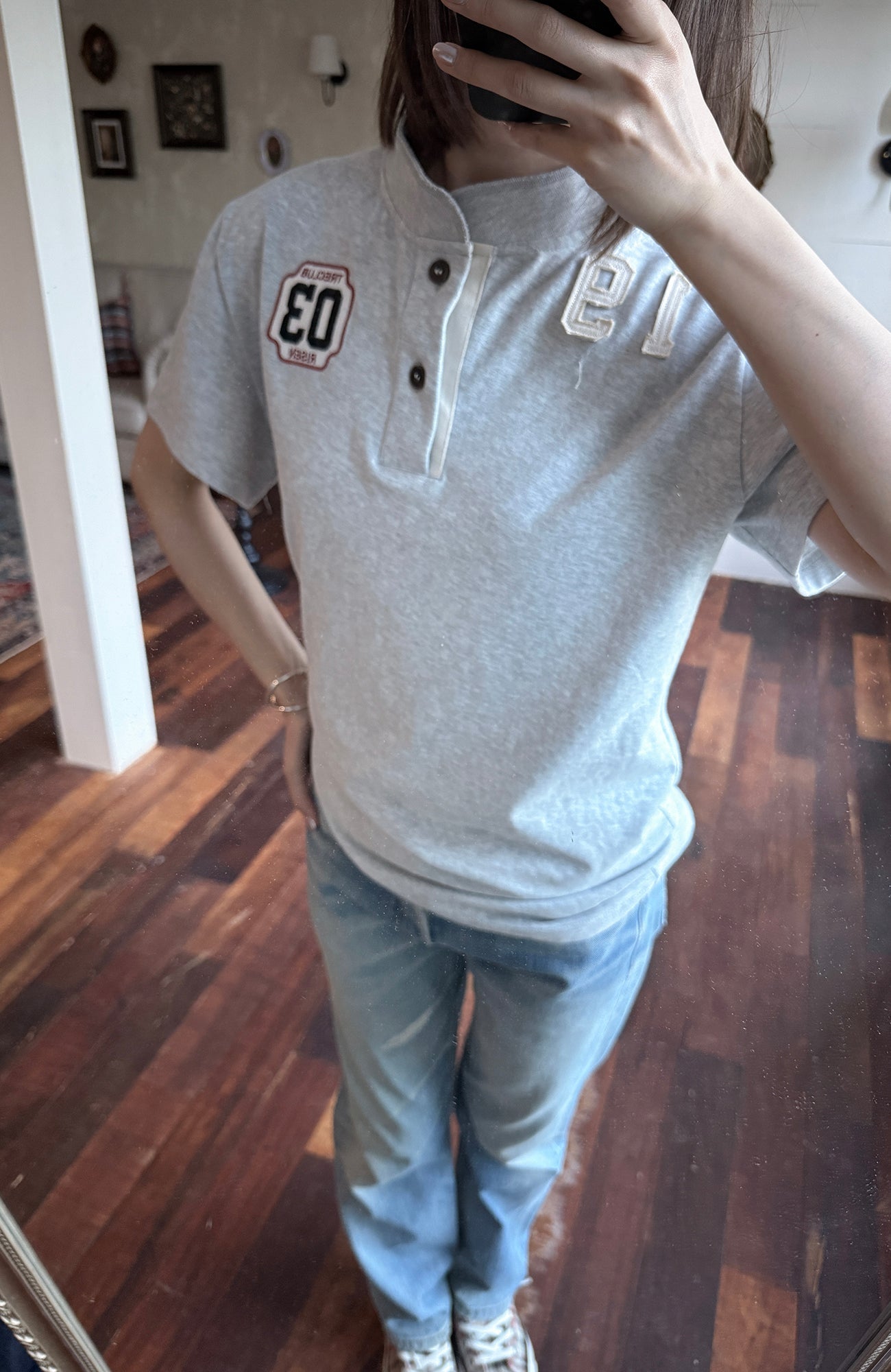 TRECLUB Retro Star Stripe Stand-Collar Polo T-Shirt-T Shirt-S (preorder)-Free Shipping Leatheretro