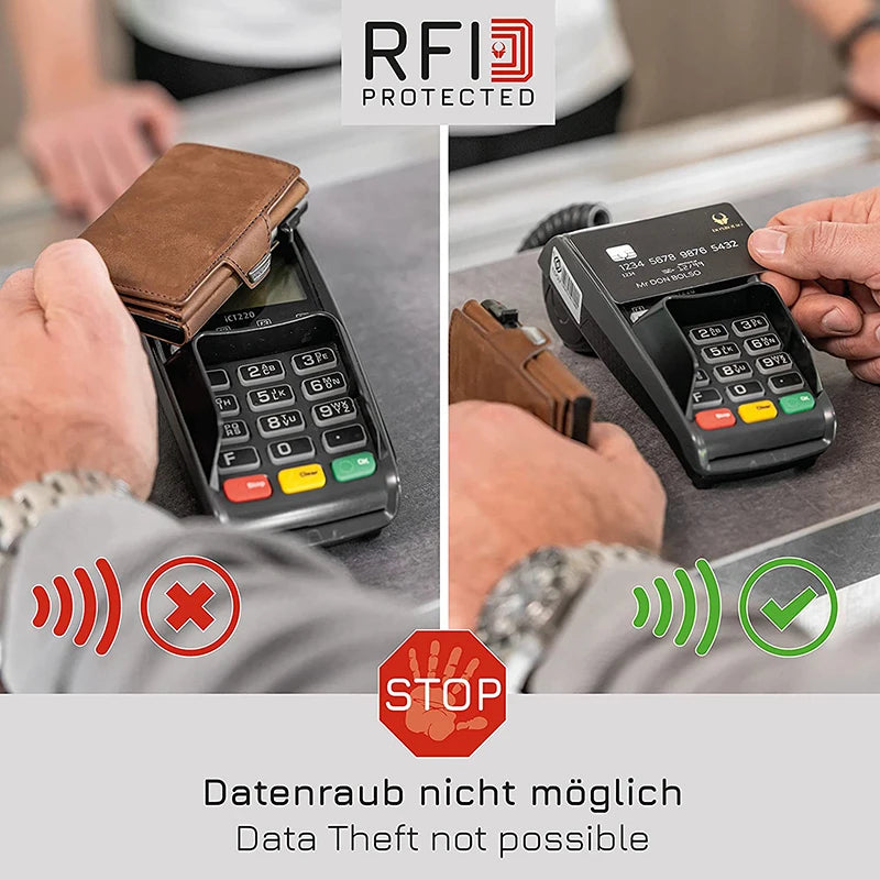 Pop-Up Leather Card Holder Wallet - Minimalist Bag Compartment For Notes-Wallets & Money Clips-Black-Free Shipping Leatheretro
