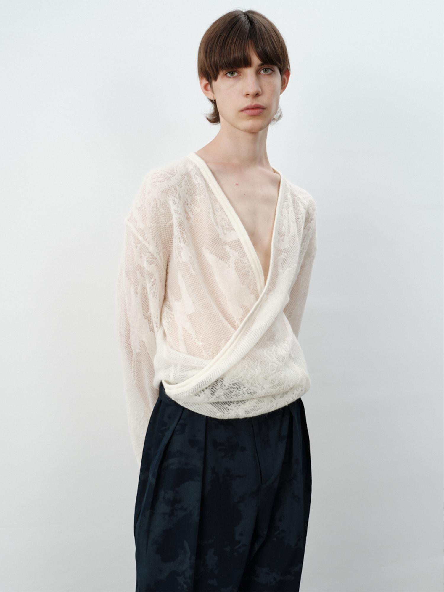 GRAINMUSTARD Alpaca Openwork Jacquard Wrap Long-Sleeve Tee-L/S Tee-One Size-Free Shipping Leatheretro