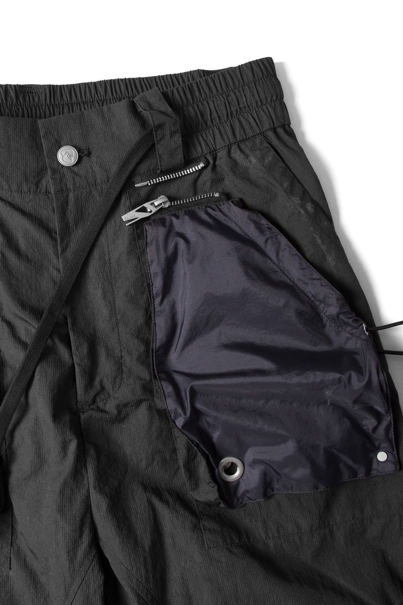 RELABEL Multi-Pocket Panel Crinkled Cargo Pants Black-Pants-XS (Preorder)-Free Shipping Leatheretro