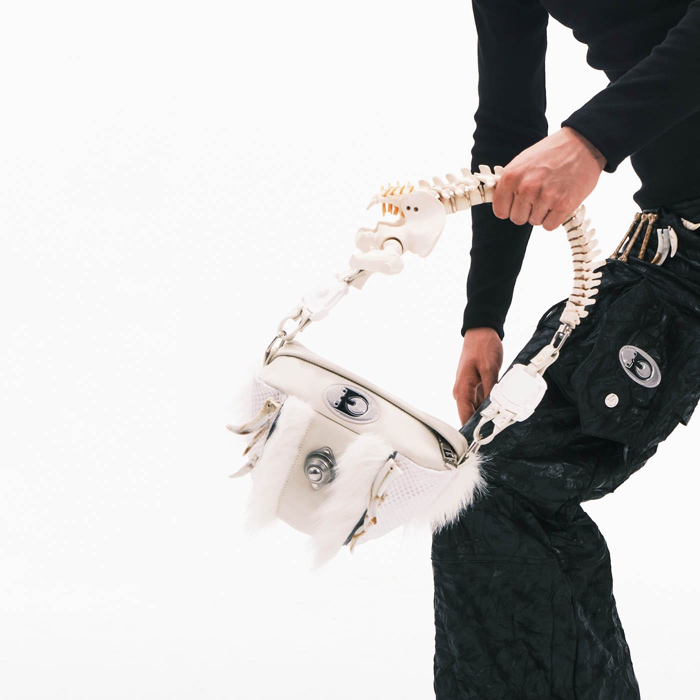 EMBRYO Skeleton Faux Fur Handbag-Bag-One Size-Free Shipping Leatheretro