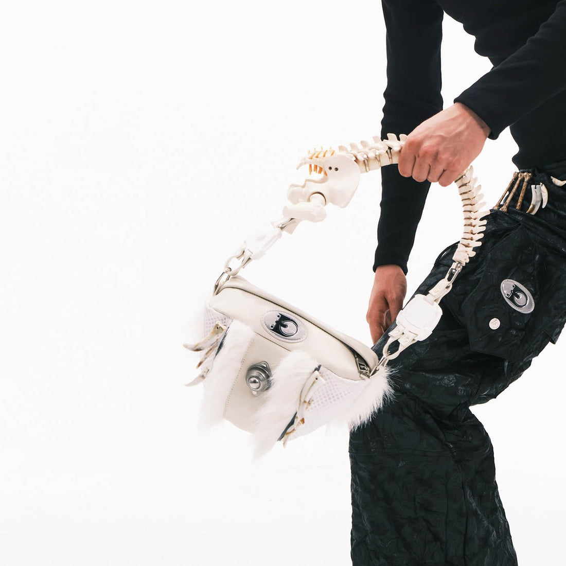 EMBRYO Skeleton Faux Fur Handbag-Bag-One Size-Free Shipping Leatheretro