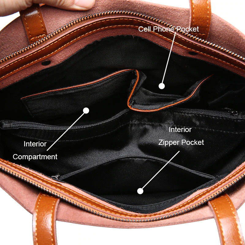 Cow Leather Ladies Shoulder Handbags Women Tote-Tote Bag-Black-Free Shipping Leatheretro
