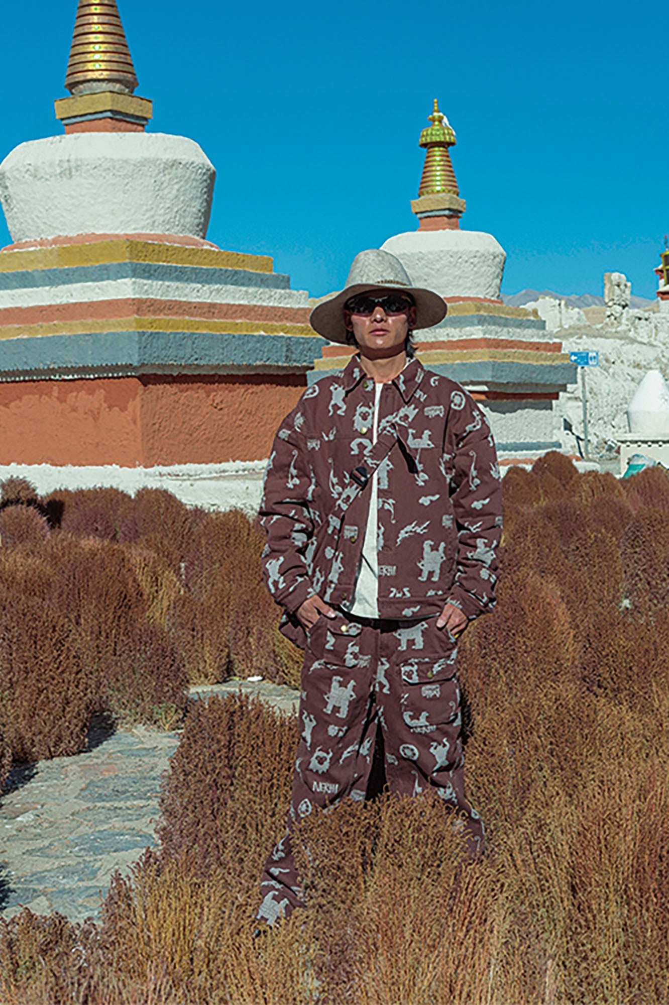 NERHI Tribal Totem Full-Print Patch-Pocket Pants-Pants-S (Preorder)-Free Shipping Leatheretro