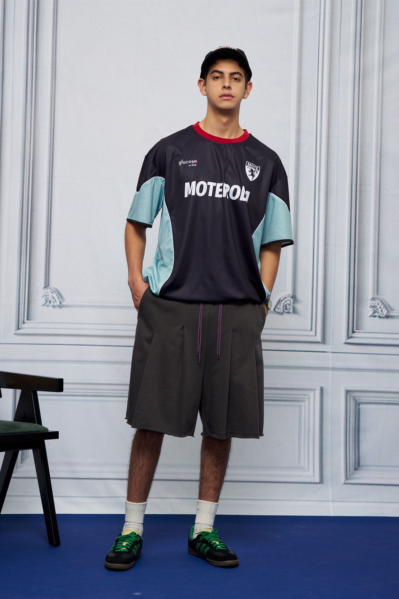 UNLIMITED MOTE x glucose by RMK Contrast Spliced Drawstring Hem Jersey-T Shirt-S-Black-Free Shipping Leatheretro