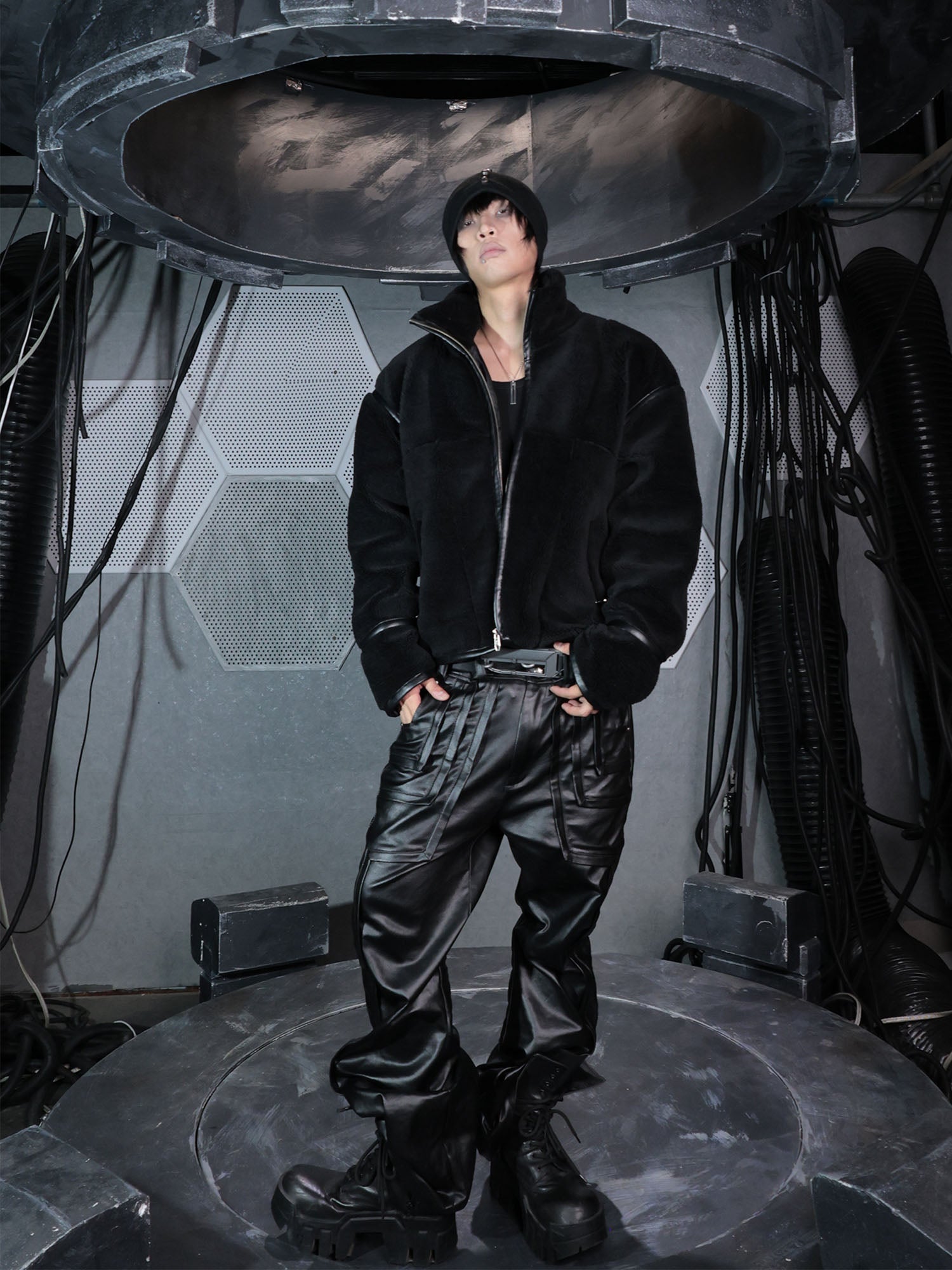 SSIN7 Panel High-Neck Fleece Jacket-Jacket-S (Preorder)-Free Shipping Leatheretro