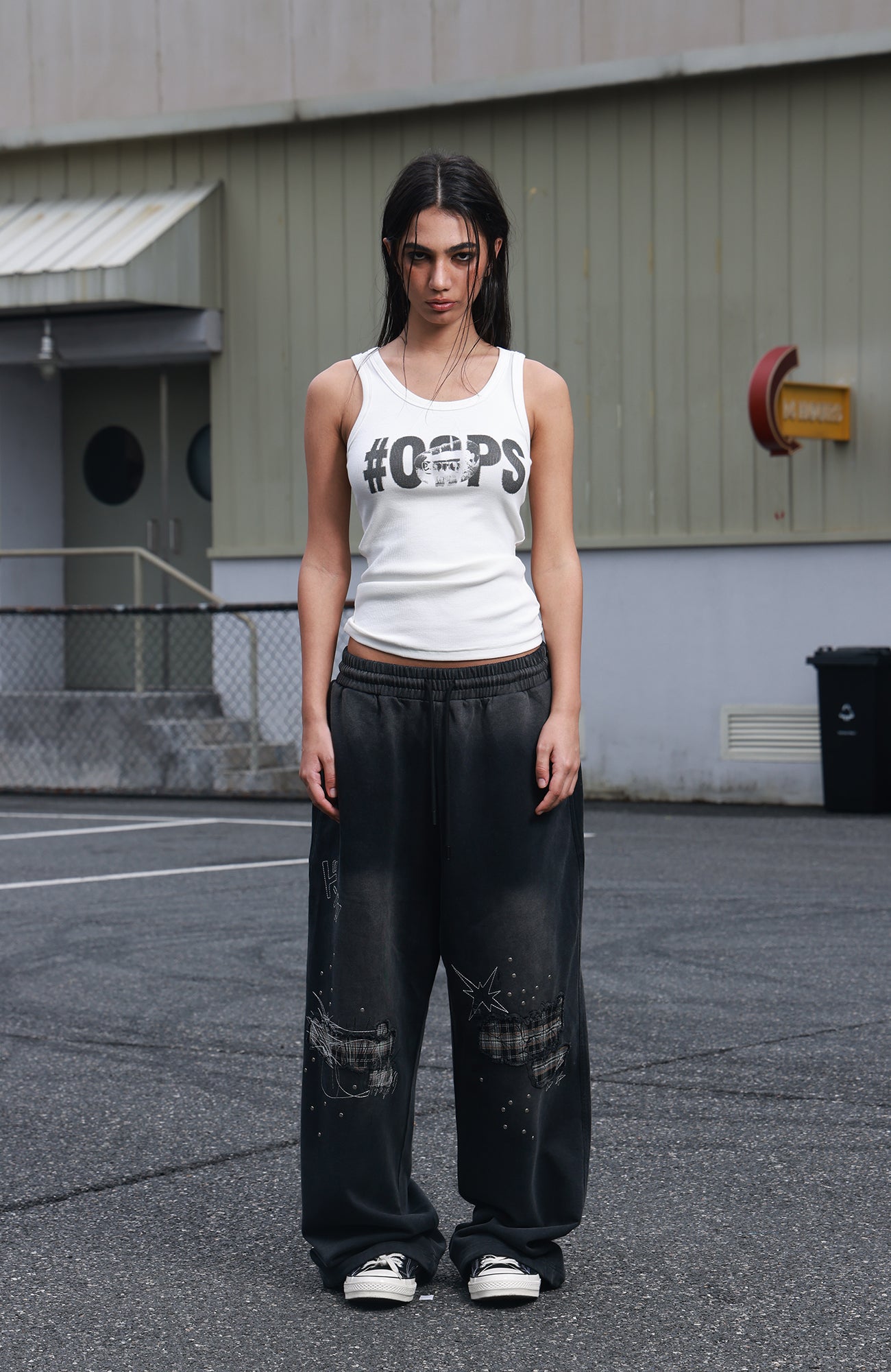 SAVAGEGROWTHWORLD Studded Plaid Panel Sweatpants-Pants-S-Free Shipping Leatheretro