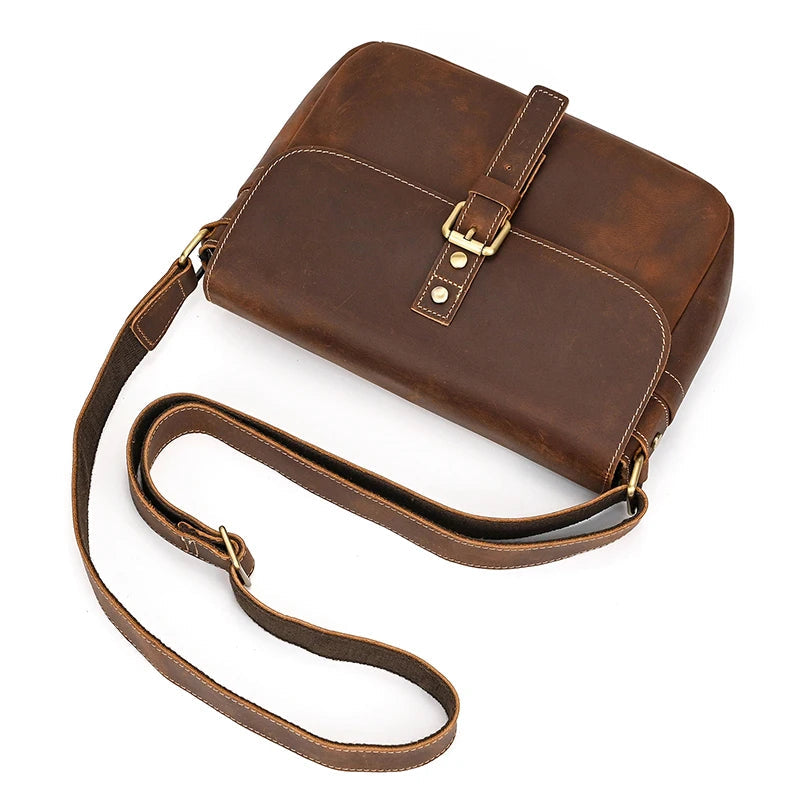 Genuine Leather Male Female Crossbody Bag-Handbags-Brown-Free Shipping Leatheretro