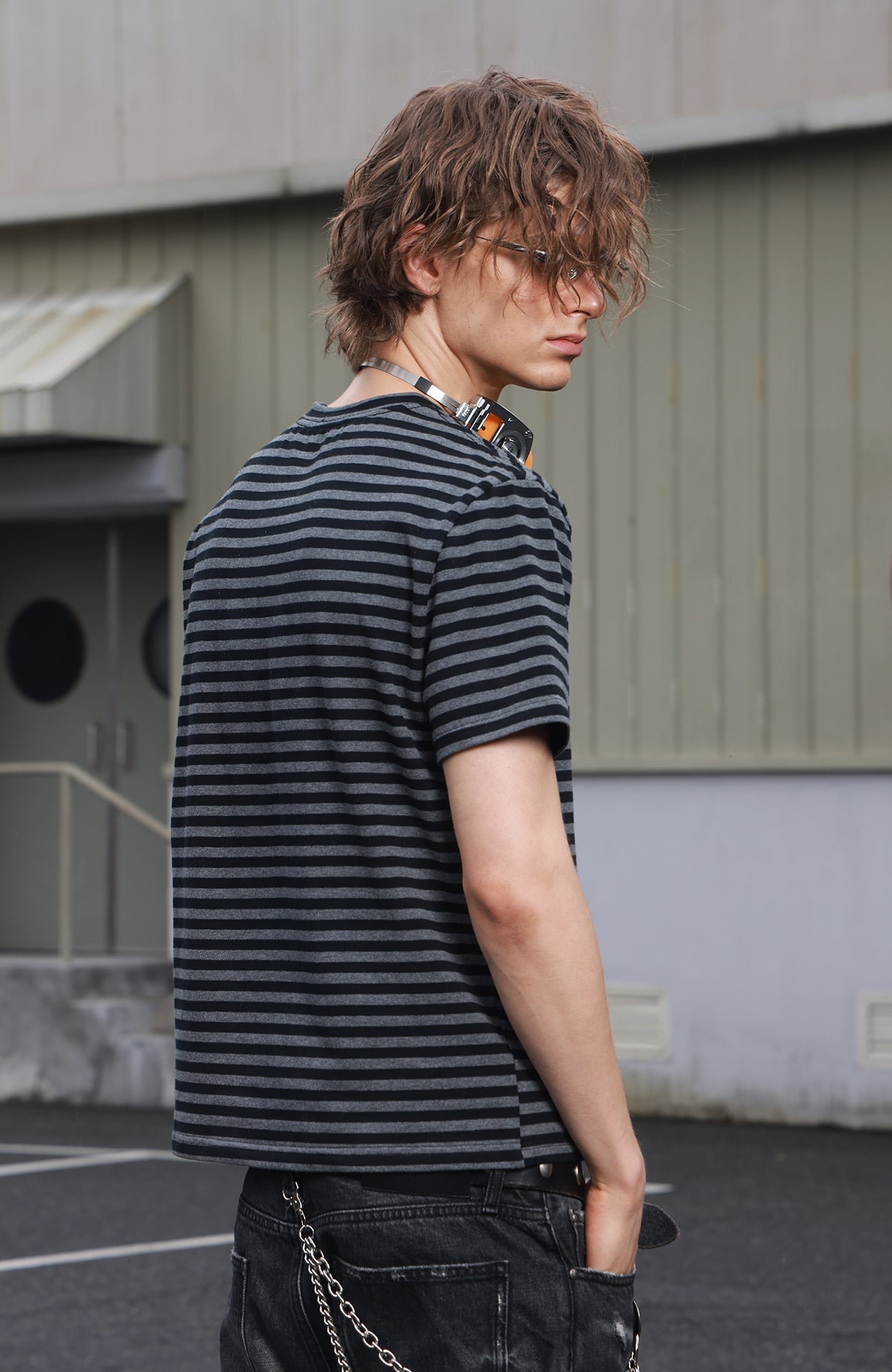 SAVAGEGROWTHWORLD Silver Foil Graphic Stripe T-Shirt-T Shirt-S-Free Shipping Leatheretro