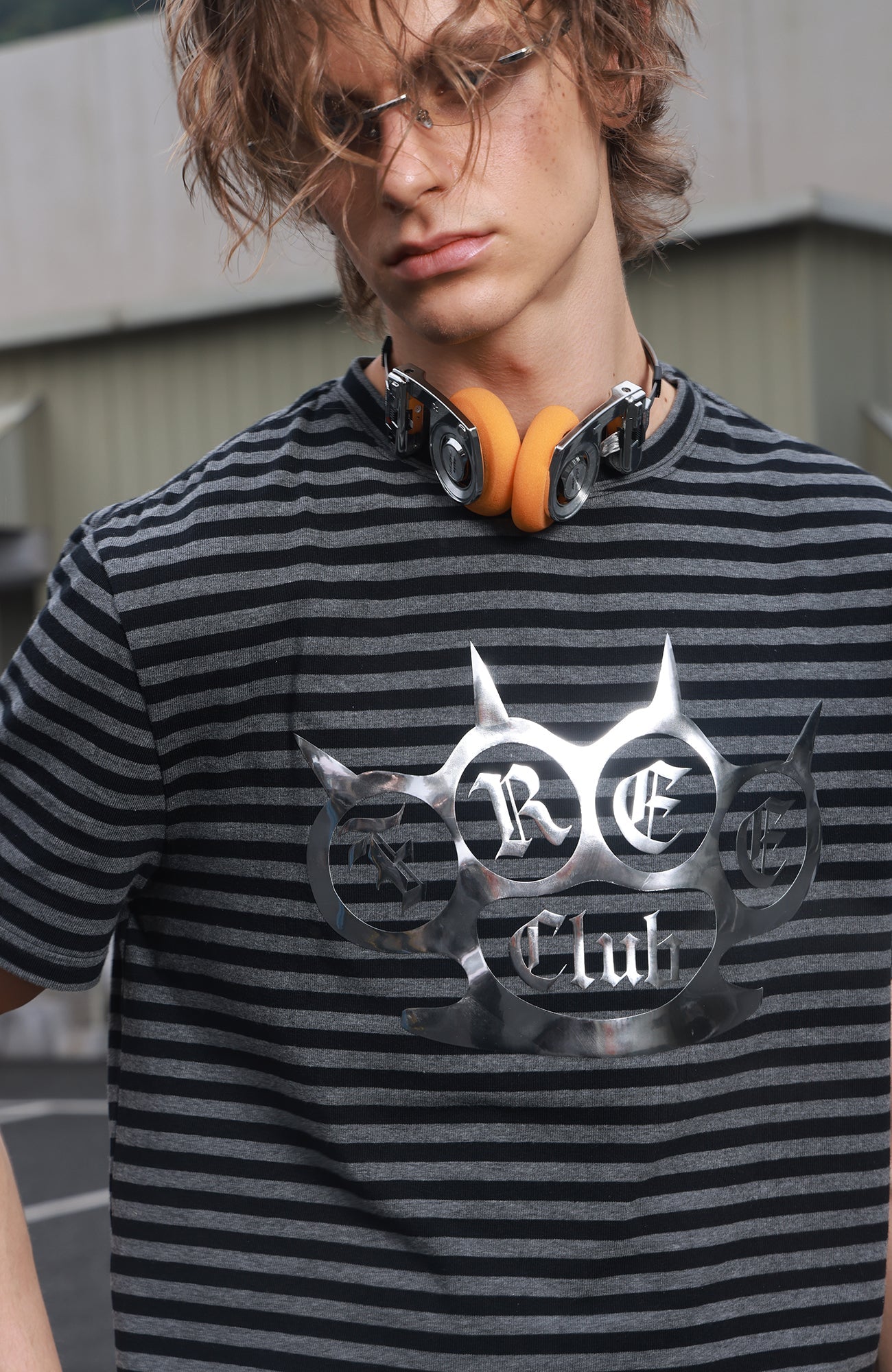 SAVAGEGROWTHWORLD Silver Foil Graphic Stripe T-Shirt-T Shirt-S-Free Shipping Leatheretro