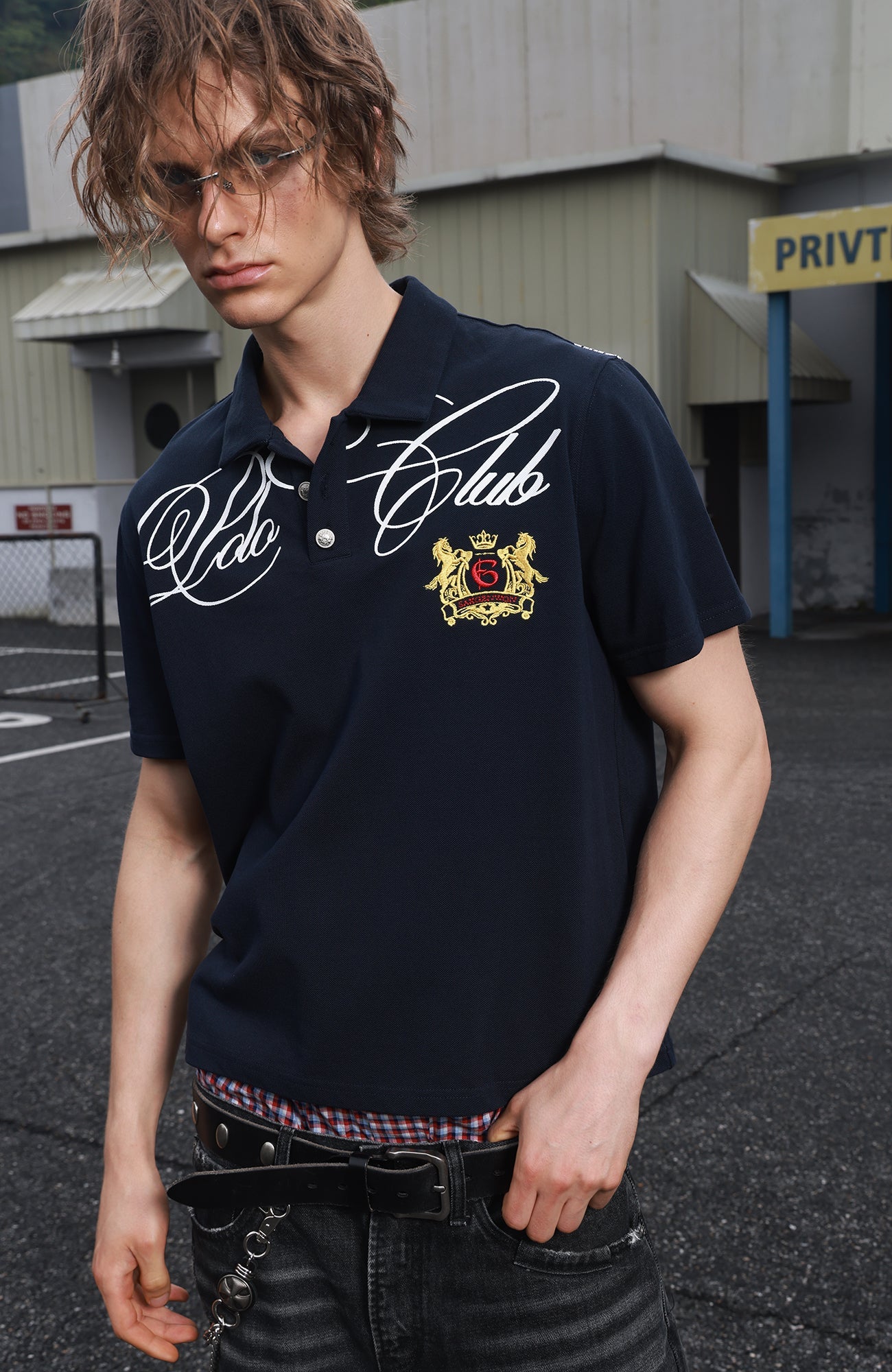SAVAGEGROWTHWORLD Retro Crest Graphic Polo Tee-T Shirt-S-Free Shipping Leatheretro