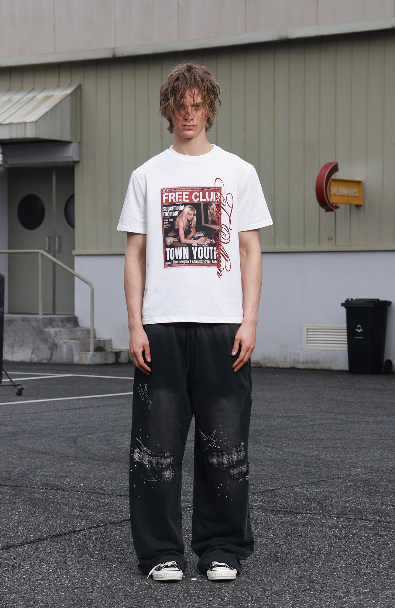 SAVAGEGROWTHWORLD Studded Plaid Panel Sweatpants-Pants-S-Free Shipping Leatheretro