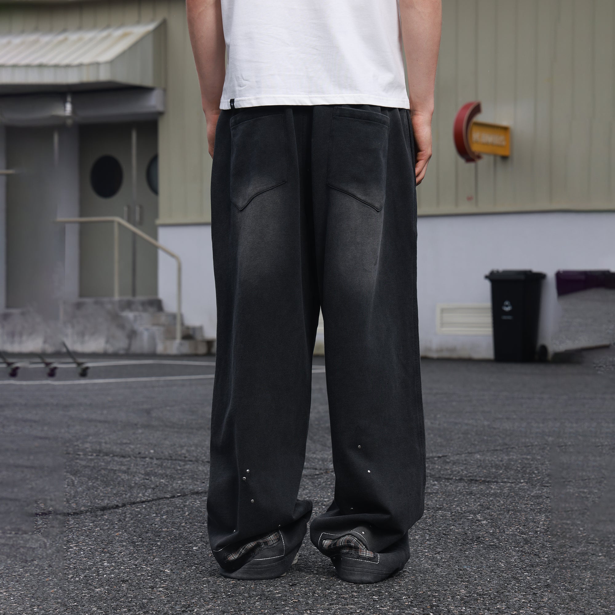 SAVAGEGROWTHWORLD Studded Plaid Panel Sweatpants-Pants-S-Free Shipping Leatheretro