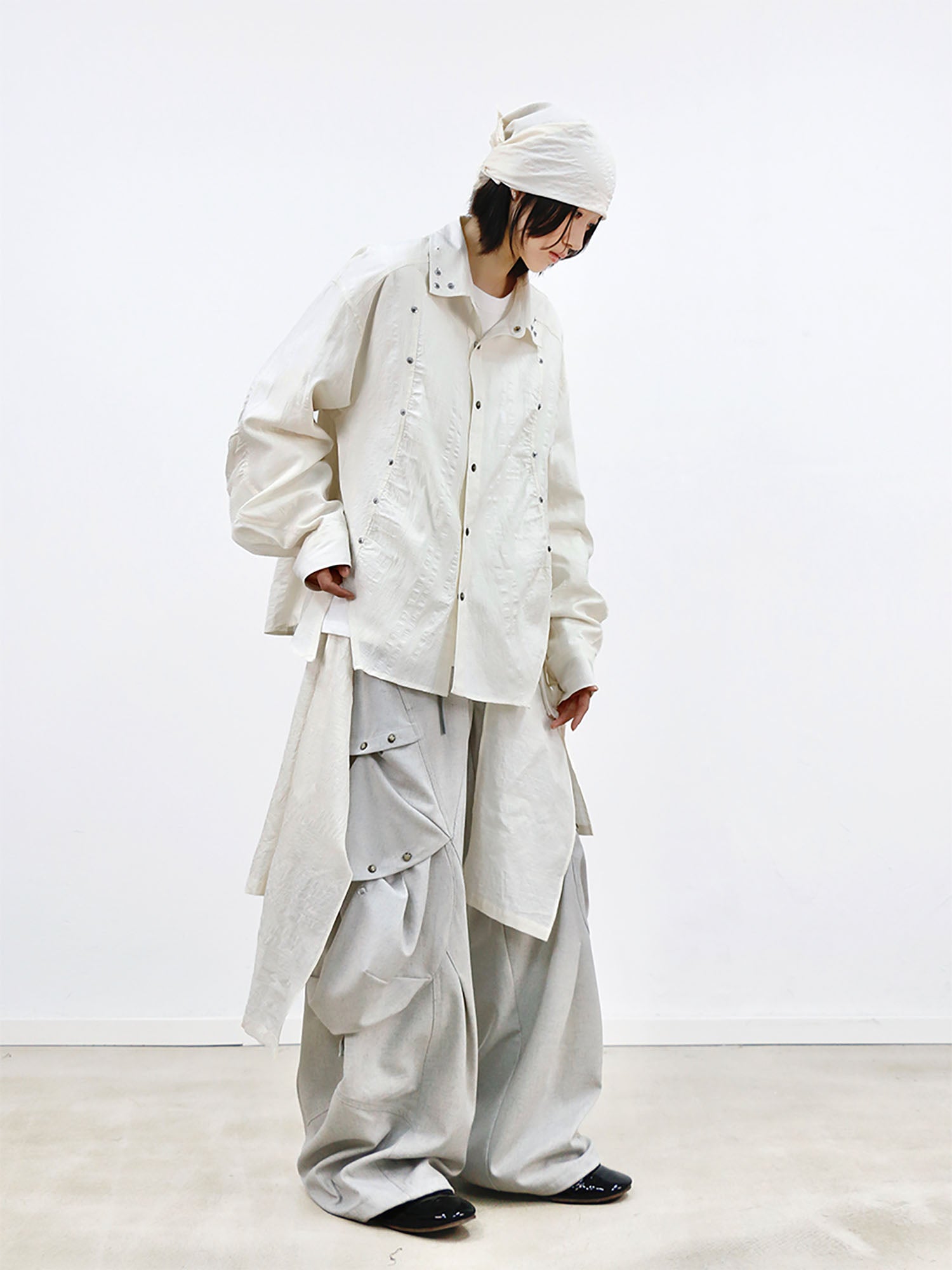 RELABEL Studded Detachable Scarf Shirt White-Shirt-XS (Preorder)-Free Shipping Leatheretro
