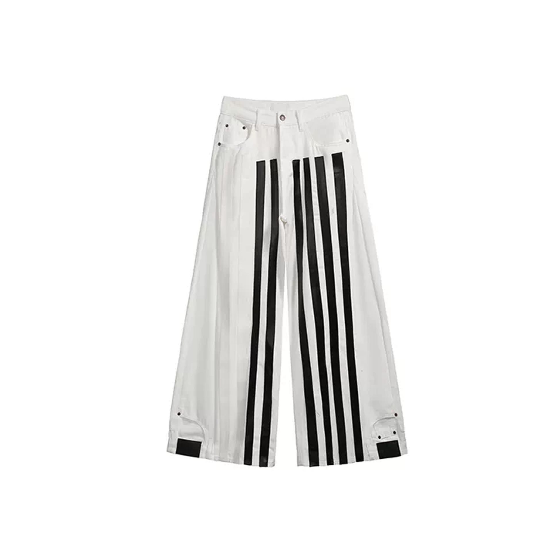 NOTHINGNESS WORLD Four-Stripe Wide-Leg Sweatpants-Pants-S-White-Free Shipping Leatheretro