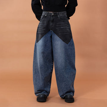 CLP Distressed Contrast-Panel Oversized Jeans-Jeans-M (Preorder)-Free Shipping Leatheretro