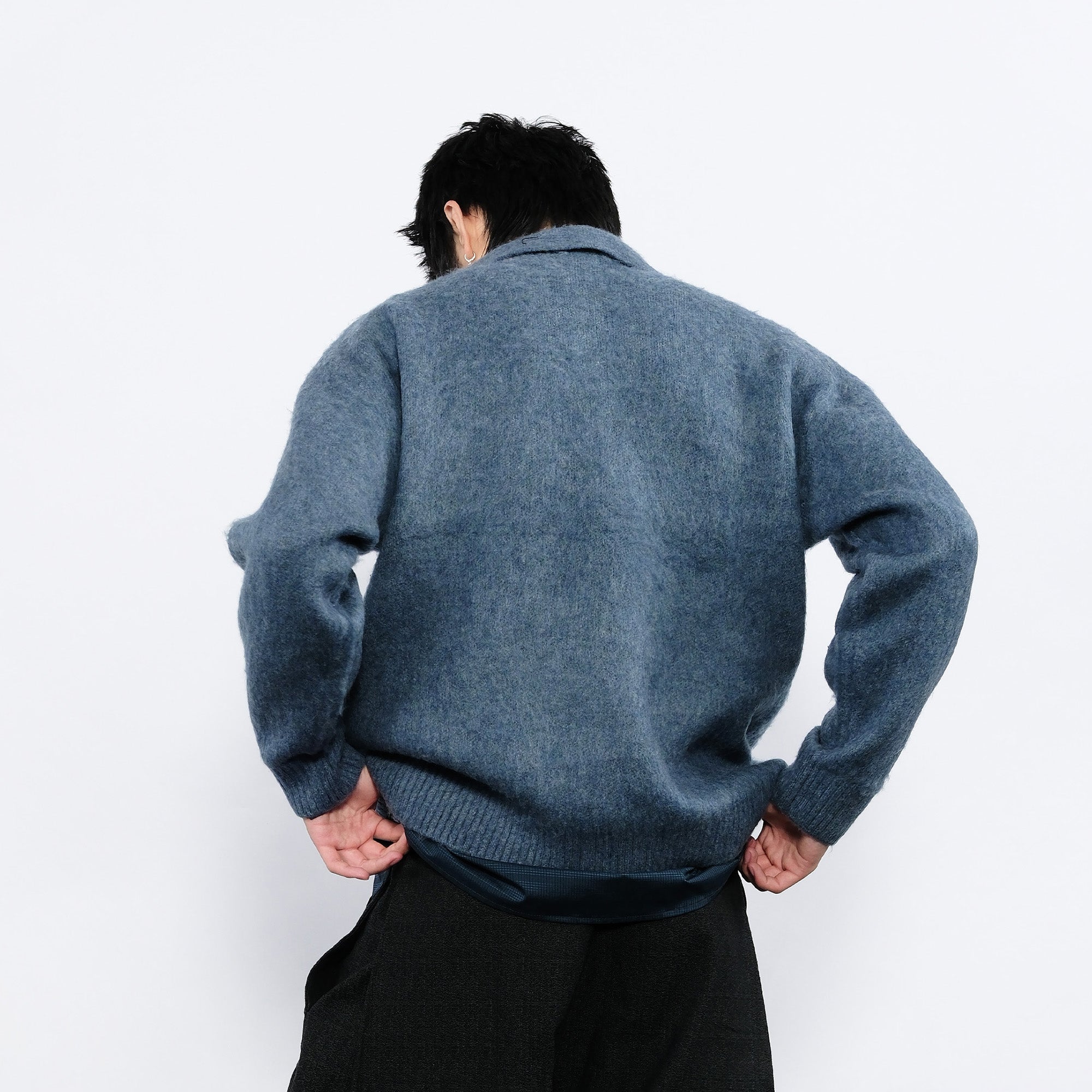 7440 37 1 Fluffy Half-Button Polo Sweater-Jacket-S-Blue-Free Shipping Leatheretro