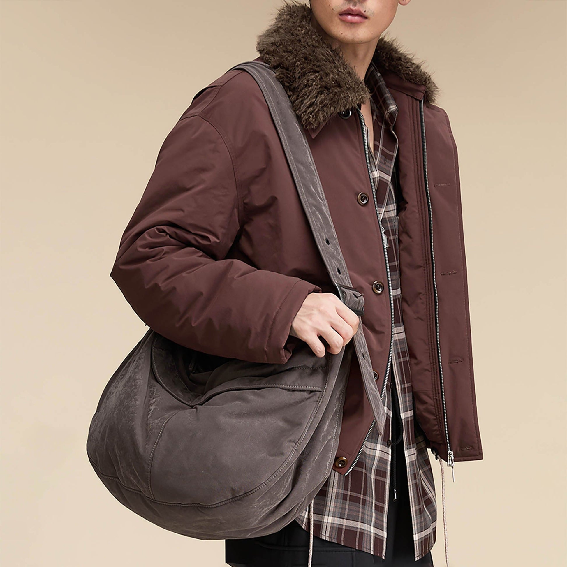 OPICLOTH Distressed Velvet Hobo Bag-Bag-One Size-Free Shipping Leatheretro