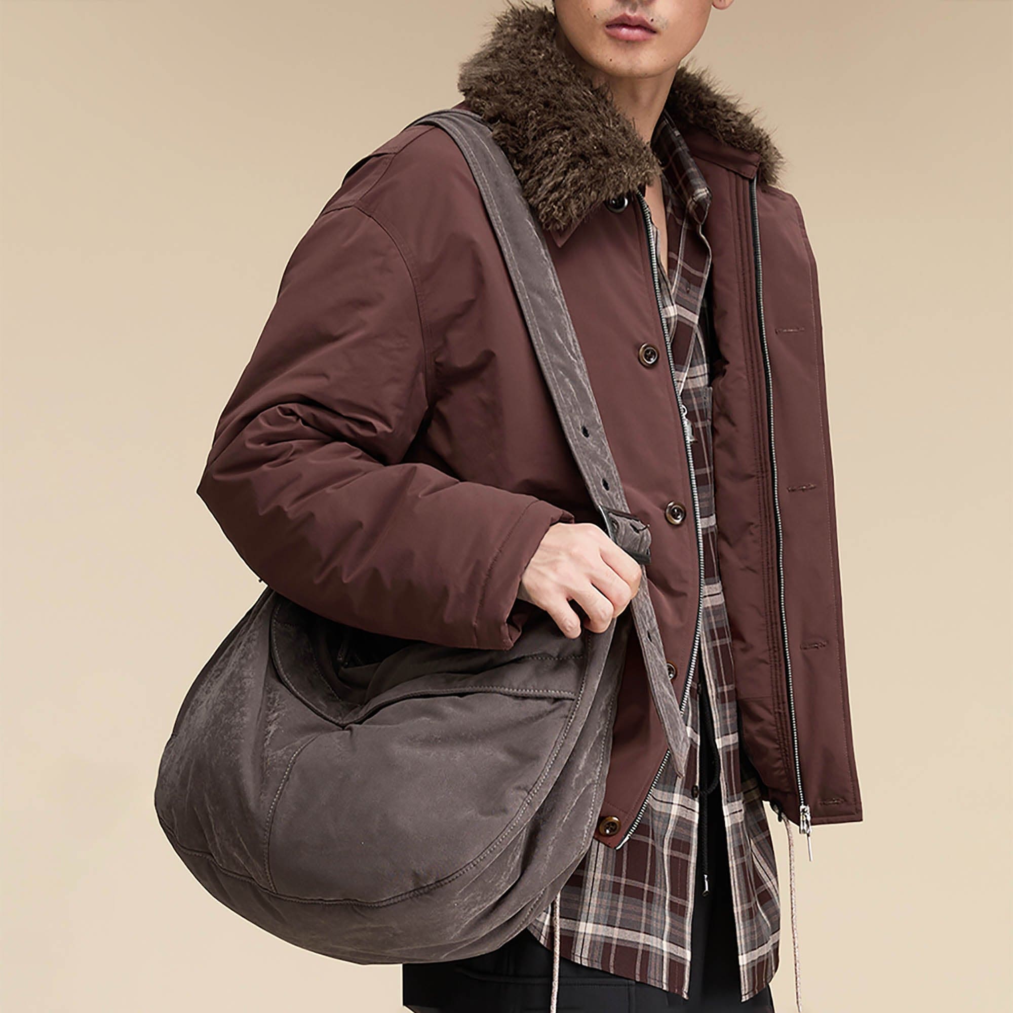 OPICLOTH Distressed Velvet Hobo Bag-Bag-One Size-Free Shipping Leatheretro