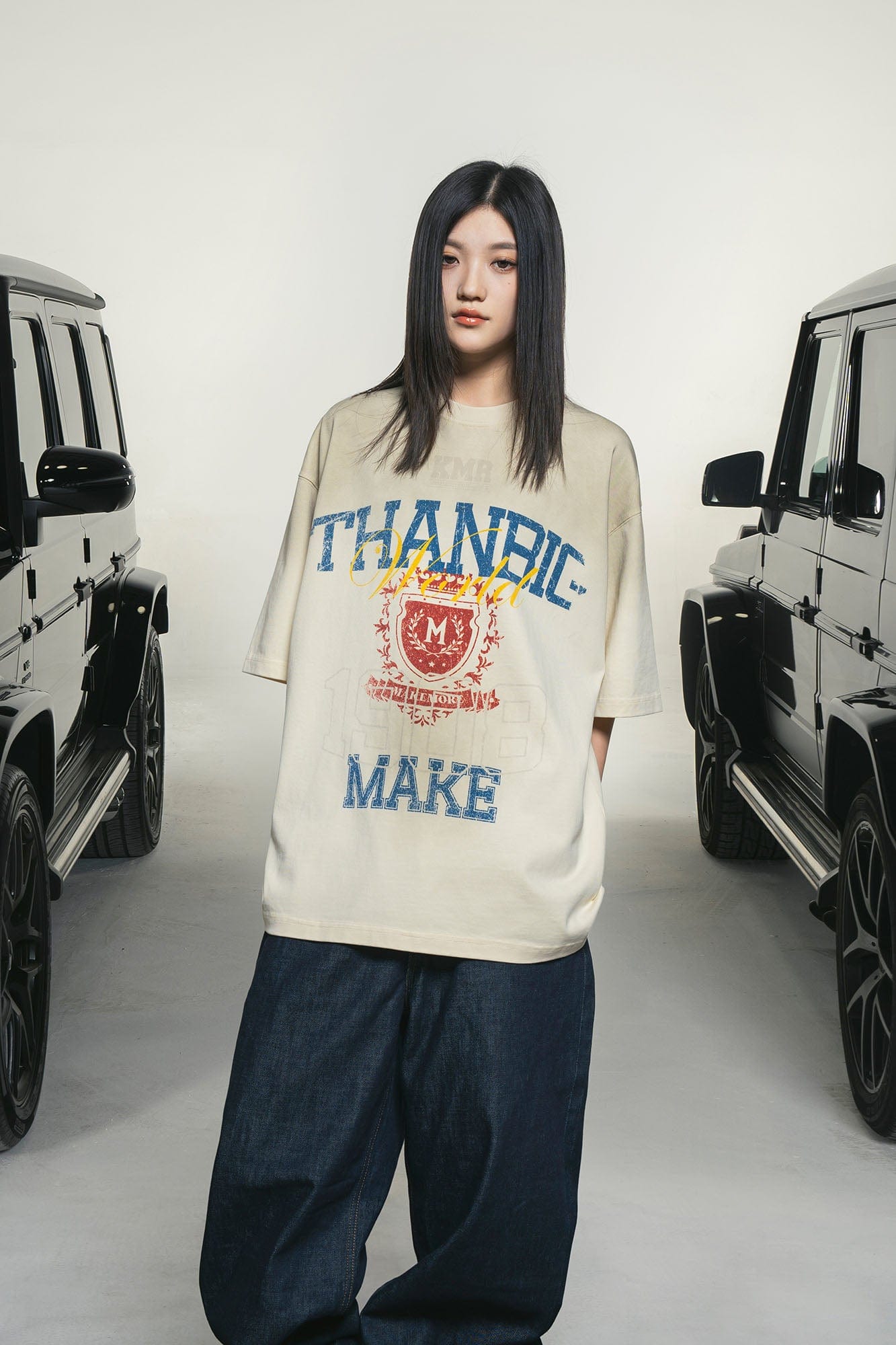 MAKEMORE Retro Distressed Gradient Graphics Oversized T-Shirt-T Shirt-S-Free Shipping Leatheretro