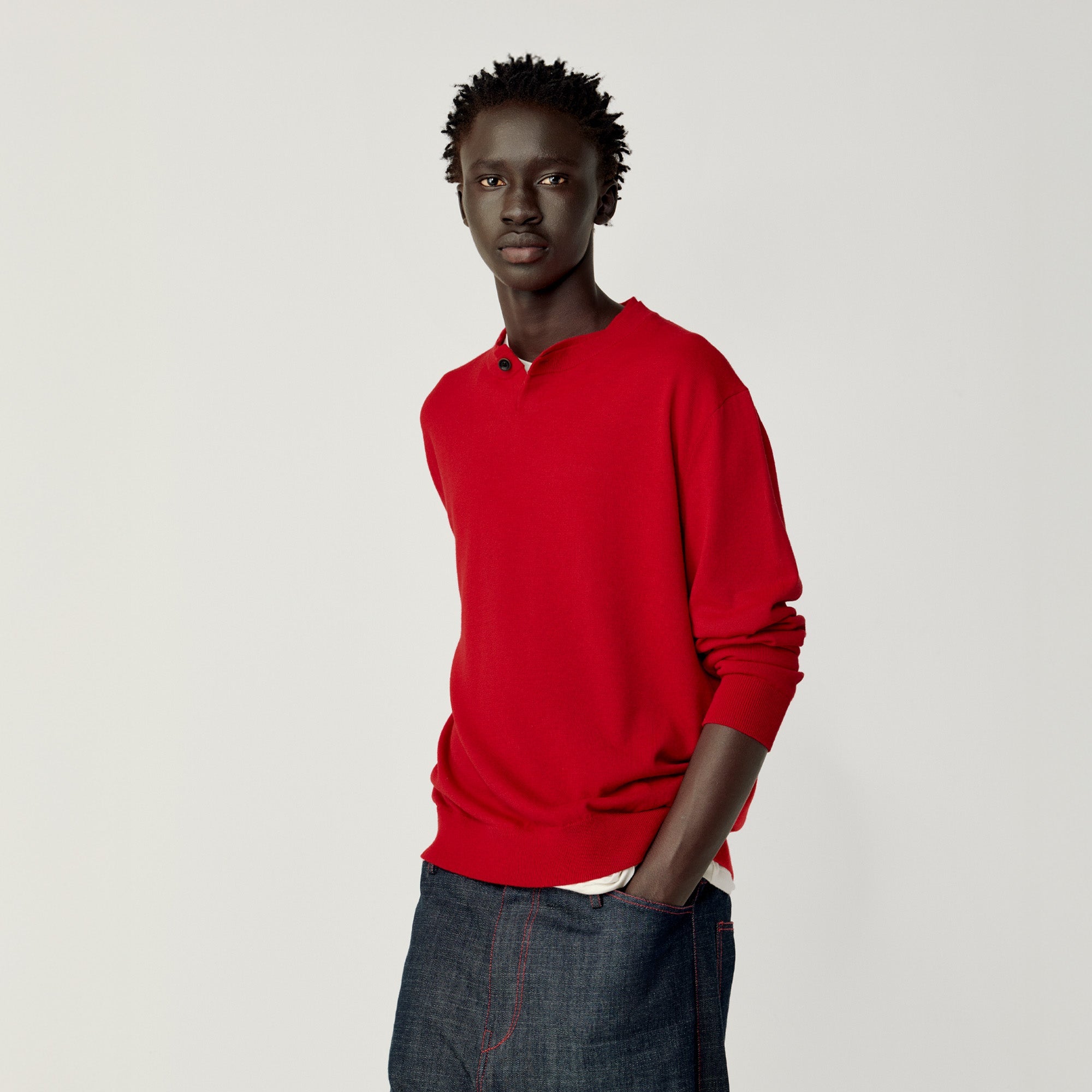 OPICLOTH Essential Layered Collar Sweater-Sweater-XS-Red-Free Shipping Leatheretro